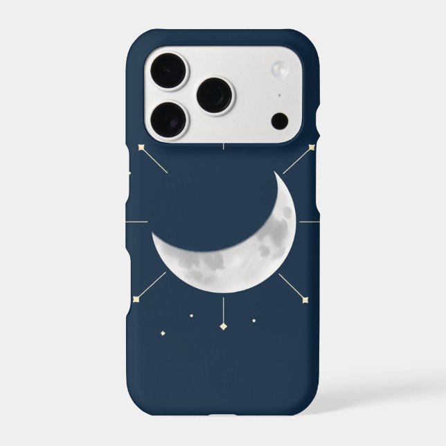 Celestial Watercolor Phone Case - Navy & Silver (Back)