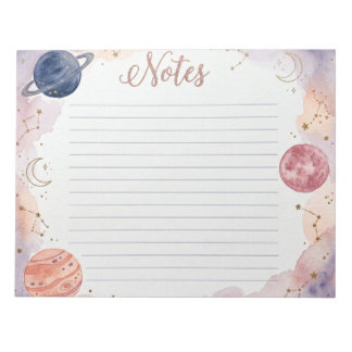 Celestial Watercolor Planets Celestial Notepad