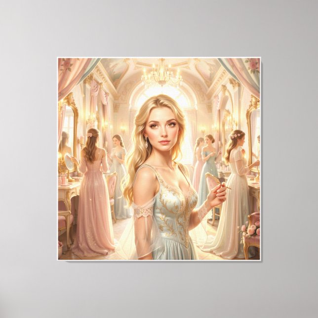 Celestial Waves & Art Nouveau Swirls Canvas Print (Front)