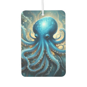 Celestial Waves: The Blue Octopus Fractal Art Car Air Freshener