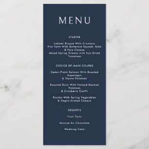Celestial Wedding Abstract Dark Blue Golden Menu