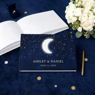 Celestial Wedding Blue Night Stars Moon Wedding Guest Book