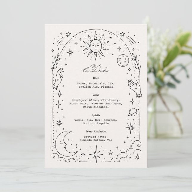 Celestial Wedding Drink Menu (Standing Front)