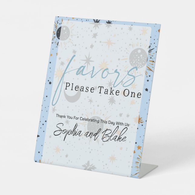 Celestial Wedding Favours Pedestal Sign (Front)