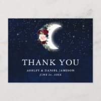 Celestial Wedding Floral Moon Stars Thank You