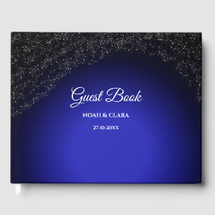 Celestial wedding Full Moon & Stars Midnight blue Guest Book