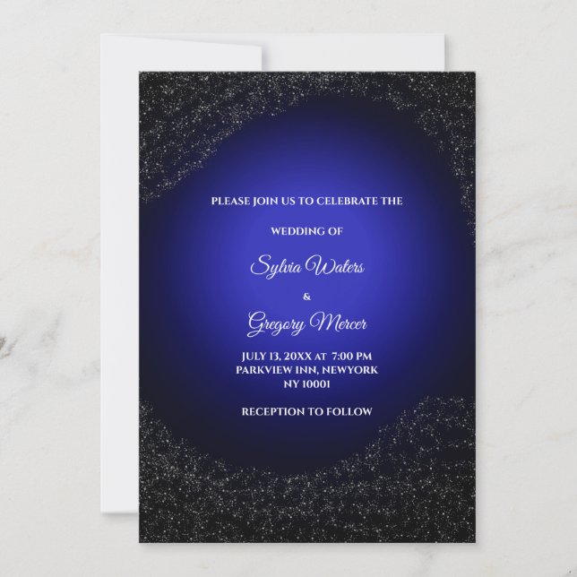 Celestial wedding Full Moon & Stars Midnight blue  Invitation (Front)