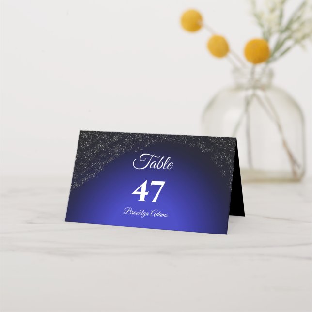 Celestial wedding Full Moon & Stars Midnight blue  Place Card (Front)