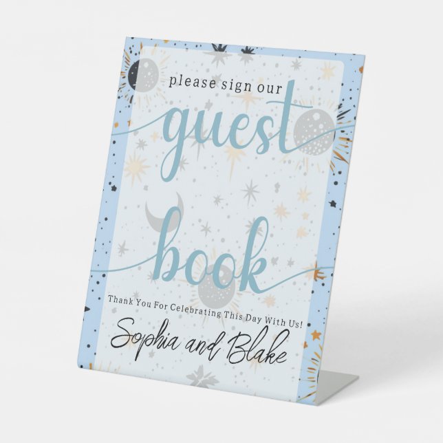 Celestial Wedding Guest Book Pedestal Sign (Front)
