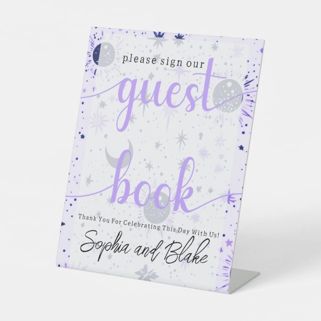 Celestial Wedding Guest Book Pedestal Sign (Front)