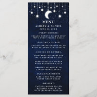 Celestial Wedding Moon Stars Lights Menu