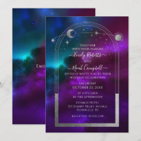 Celestial Wedding Purple Teal Sun Moon Stars