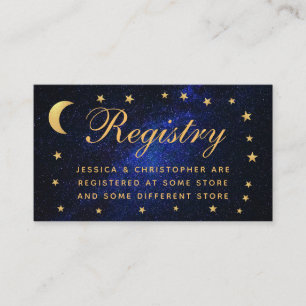 Celestial Wedding Registry Gold Stars Moon Script Enclosure Card
