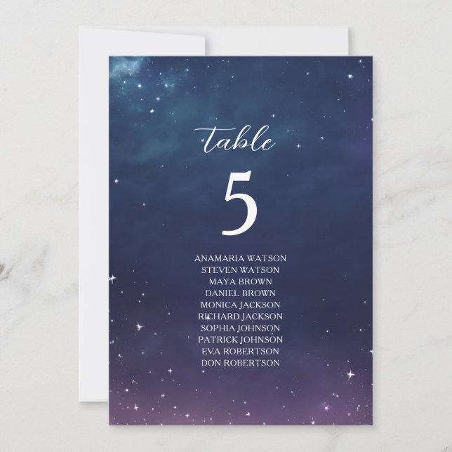 Celestial Wedding Seating Chart with Table Number (Front)