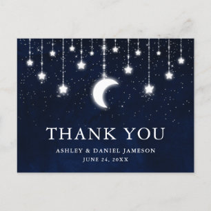 Celestial Wedding Sky Moon Stars Lights Thank You Postcard