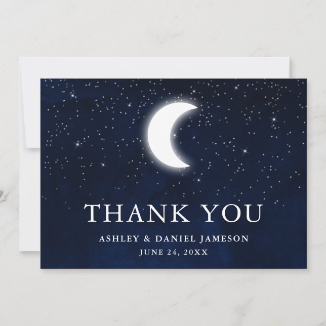 Celestial Wedding Sky Moon Stars Thank You Card (Front)