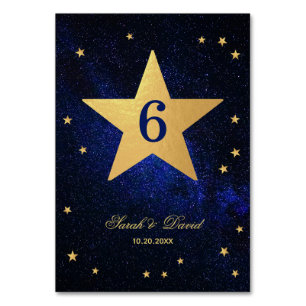 Celestial Wedding Star Faux Gold Foil Night Sky Ta Table Number