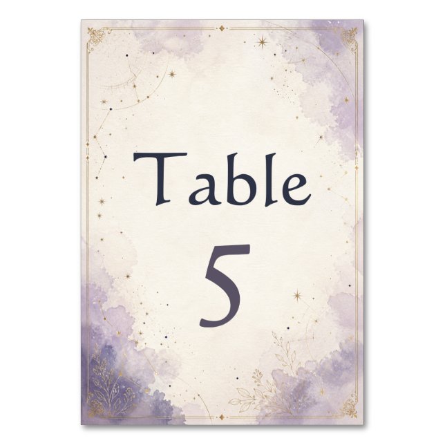 Celestial Wedding Table Number Card (Front)