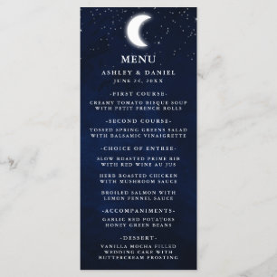 Celestial Wedding Watercolor Moon Stars Menu