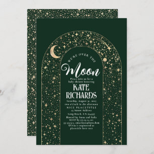 Celestial We're Over The Moon Starry Baby Shower Invitation