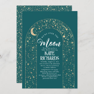 Celestial We're Over The Moon Starry Baby Shower Invitation