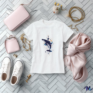 Celestial Whale Abstract Art Design T-Shirt