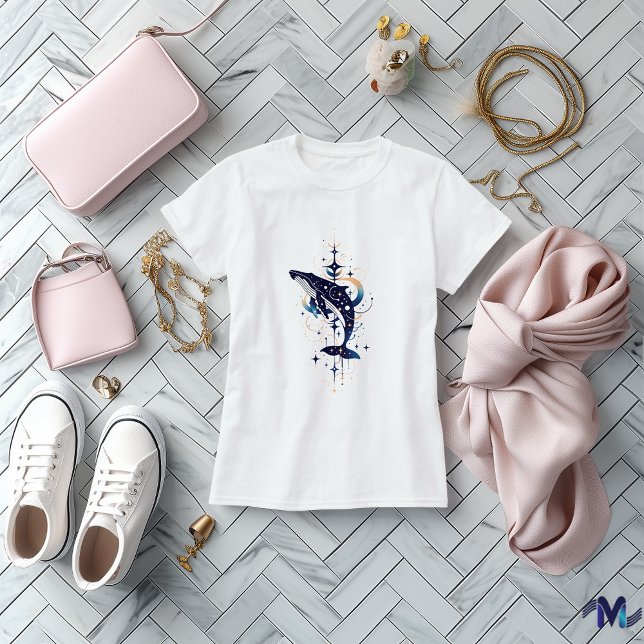 Celestial Whale Abstract Art Design T-Shirt (Creator Uploaded)