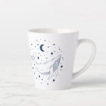 Celestial Whale  Latte Mug<br><div class="desc">Line art illustration of a whale on a background of stars and a moon.</div>