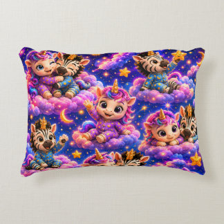 Celestial whimsical zebra unicorn baby animals lum decorative cushion