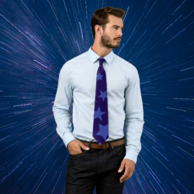 Celestial Whispers Necktie – Blue Stars on Navy (Creator Uploaded)