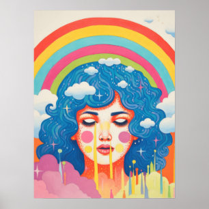 Celestial Whispers: The space-Haired Muse Poster