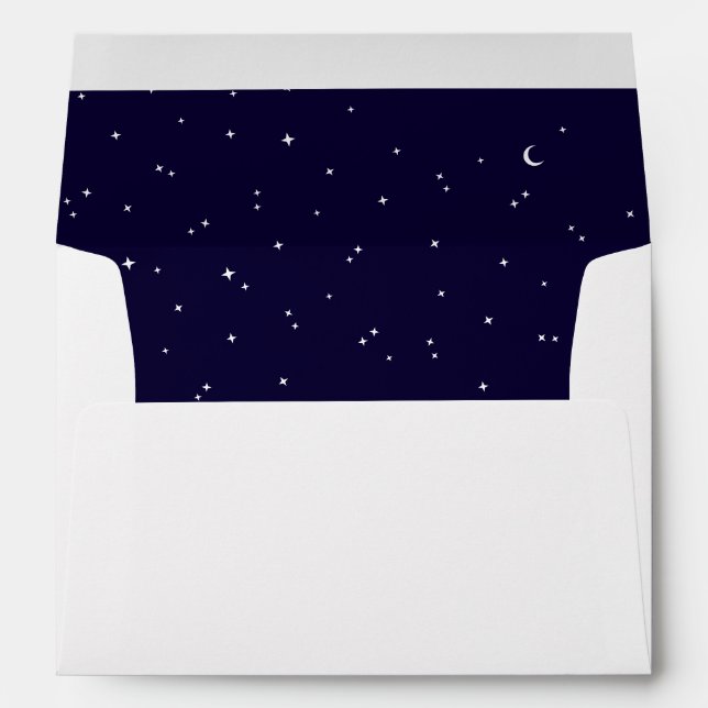 Celestial White & Blue Wedding Return Address Envelope (Back (Bottom))