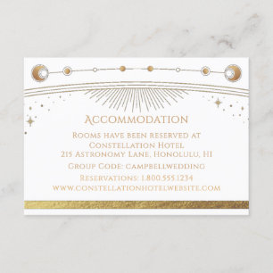 Celestial White Gold Sun Moon Stars Accommodation Enclosure Card