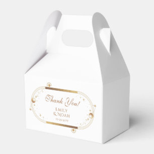 Celestial White Gold Sun Moon Stars Wedding Favour Box