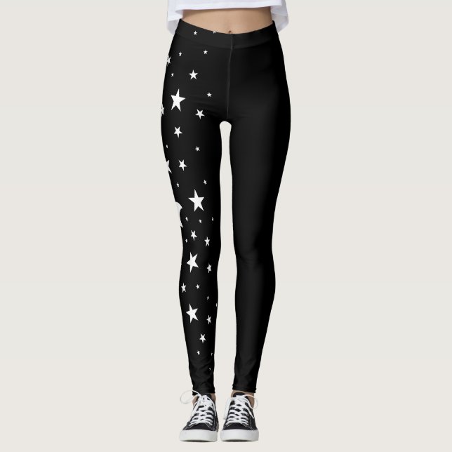 Celestial White Stars Theme Leggings (Front)