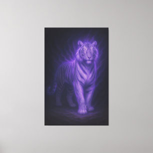 Celestial White Tiger – Sapphire Spirit Surge Canvas Print