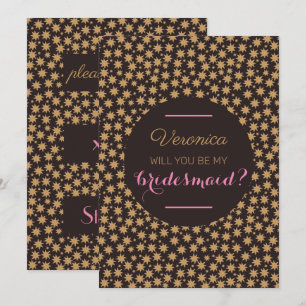 Celestial Will You Be My Bridesmaid Pink Moody  Invitation