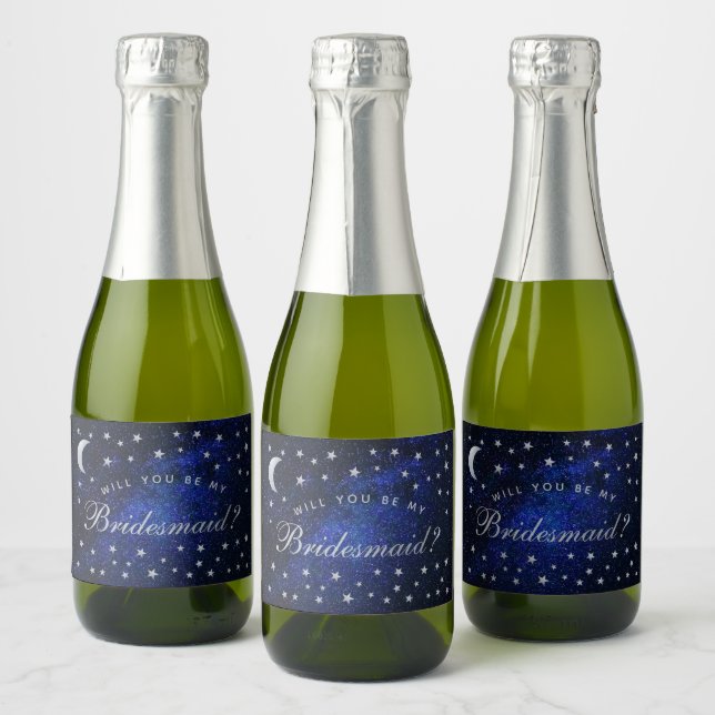 Celestial Will You Be My Bridesmaid Proposal Sparkling Wine Label (Bottles)