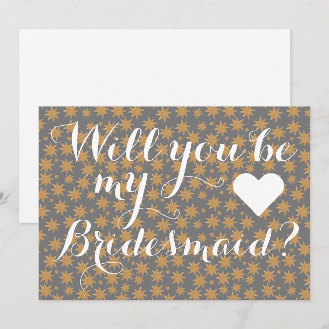 Celestial Will You Be My Bridesmaid White Script  Invitation (Front/Back)