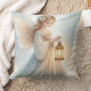 Celestial Winter Angel Lantern of Comfort Cushion