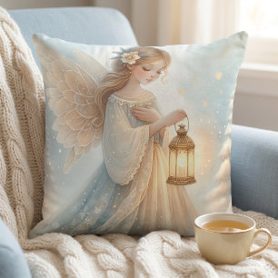 Celestial Winter Angel Lantern of Comfort Cushion
