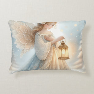 Celestial Winter Angel Lantern of Comfort Decorative Cushion