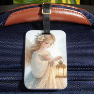 Celestial Winter Angel Lantern of Comfort Luggage Tag