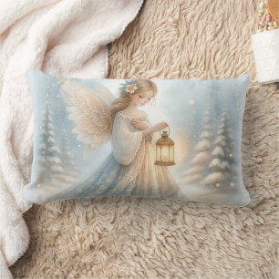 Celestial Winter Angel Lantern of Comfort Lumbar Cushion