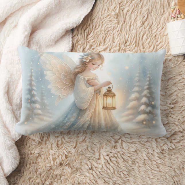 Celestial Winter Angel Lantern of Comfort Lumbar Cushion (Blanket)
