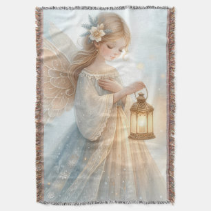 Celestial Winter Angel Lantern of Comfort Throw Blanket