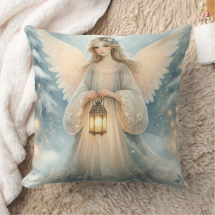 Celestial Winter Angel Lantern of Grace Cushion