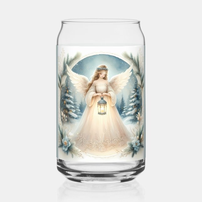 Celestial Winter Angel Lantern of Hope Can Glass (Front)