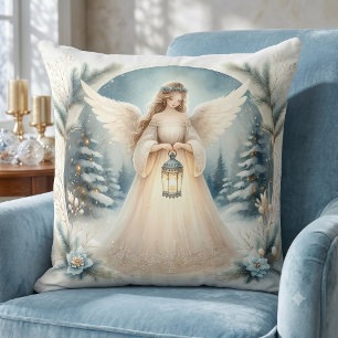 Celestial Winter Angel Lantern of Hope Cushion
