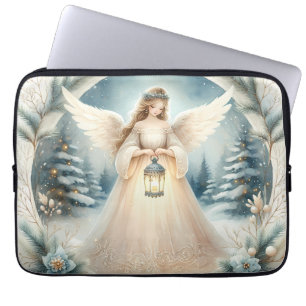 Celestial Winter Angel Lantern of Hope Laptop Sleeve